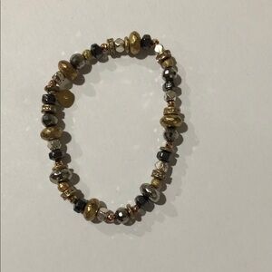 Stella & Dot Moxie Stretch Gold and Black Beaded Bracelet